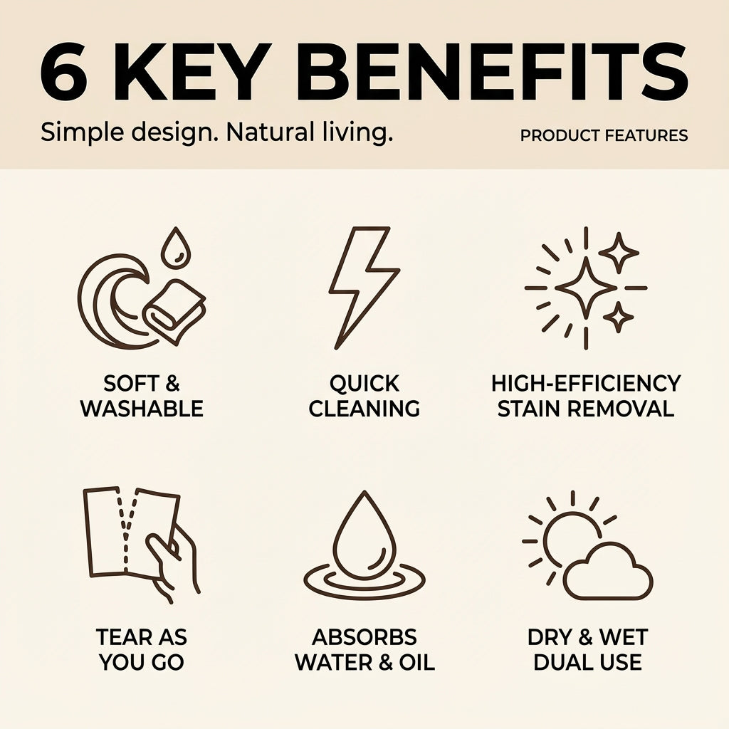 Premium Thickened Plant Fiber Reusable Tear-Off Kitchen Cleaning Cloth Roll