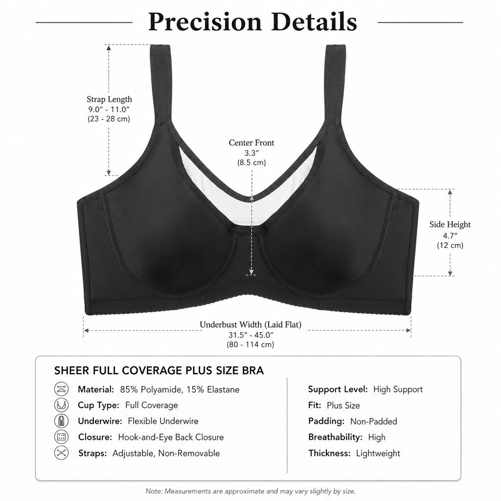 Sheer Full Coverage Plus Size Bra