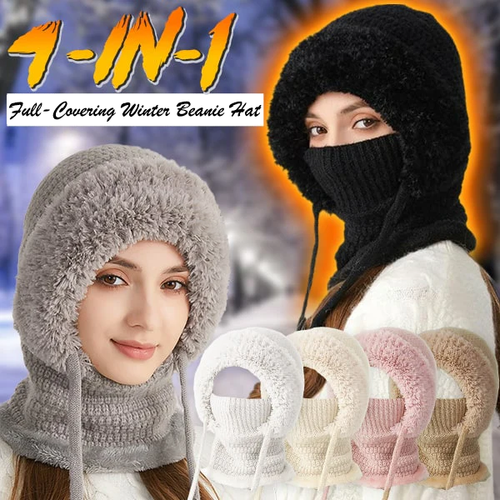 4-in-1 Full-Covering Winter Beanie Hat