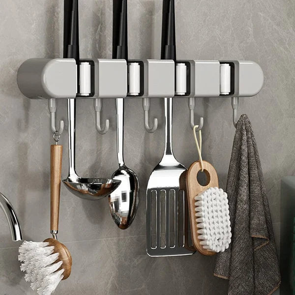 Wall Mounted Holder for Mop, Broom, Kitchen, Garden