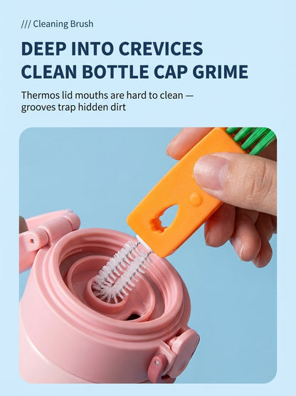 Cute Carrot-Shaped 3-in-1 Cup Lid & Straw Cleaning Brush Set