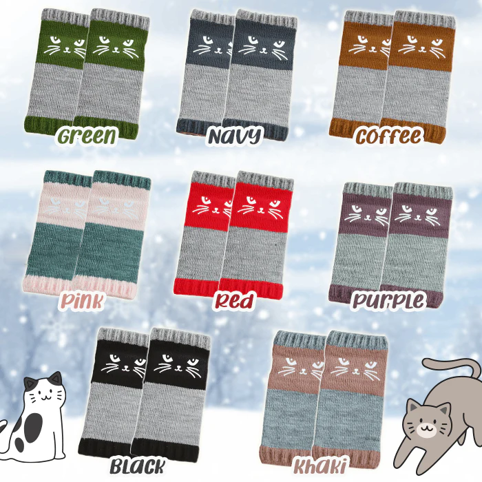 Meow Winter Cute Fingerless Mittens