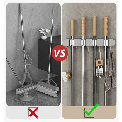 Wall Mounted Holder for Mop, Broom, Kitchen, Garden