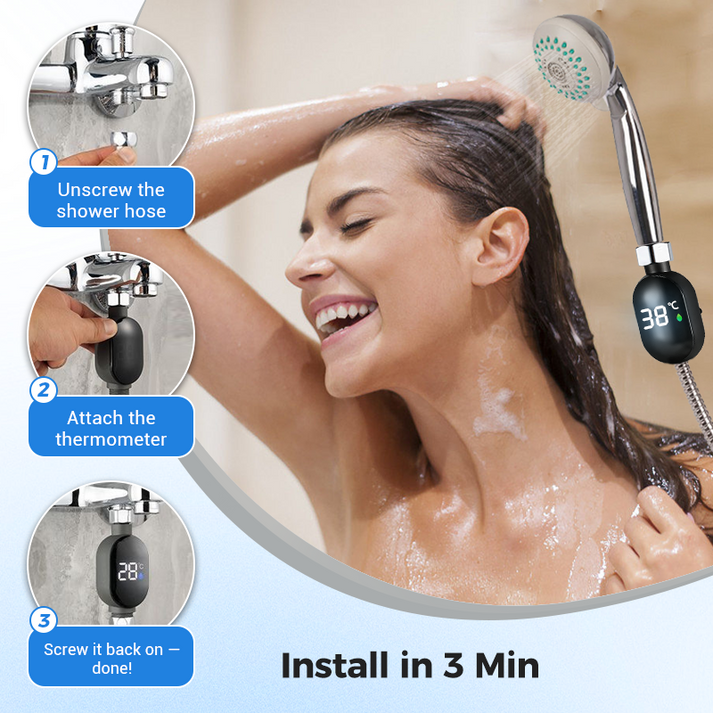 Shower Thermometer-Instant Digital Display (Waterproof & Easy Install for Safe Bathing)