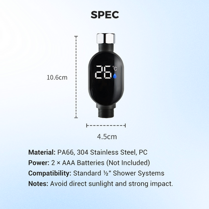 Shower Thermometer-Instant Digital Display (Waterproof & Easy Install for Safe Bathing)