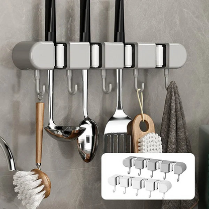 Wall Mounted Holder for Mop, Broom, Kitchen, Garden