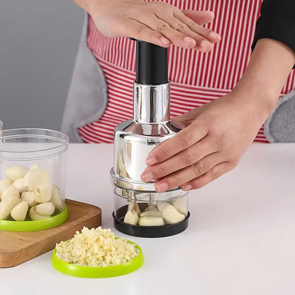 Stainless Steel Manual Garlic Press & Vegetable Chopper