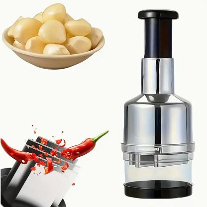 Stainless Steel Manual Garlic Press & Vegetable Chopper
