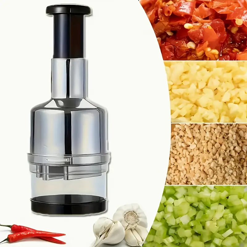 Stainless Steel Manual Garlic Press & Vegetable Chopper
