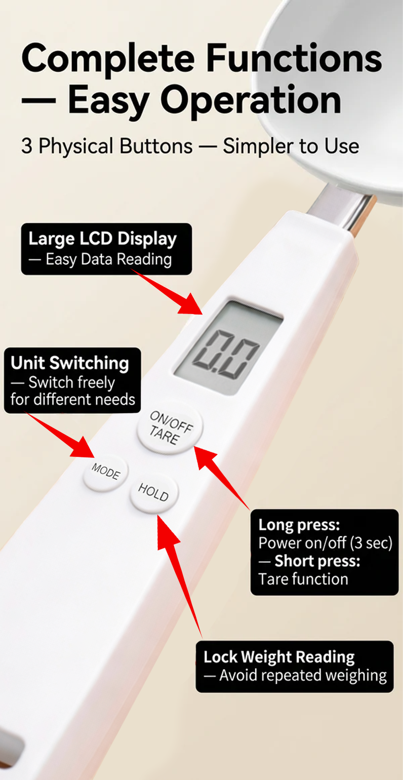 Precision Digital Spoon Scale with 0.1g Accuracy