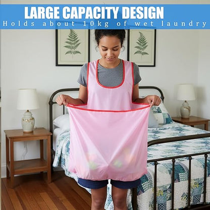 Portable Sleeveless Clothes Drying Apron with Large Pocket