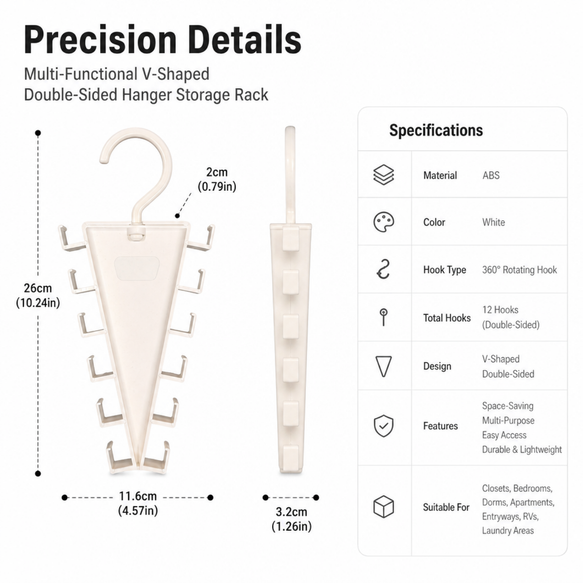 Multi-Functional V-Shaped Double Sided Hanger Storage Rack