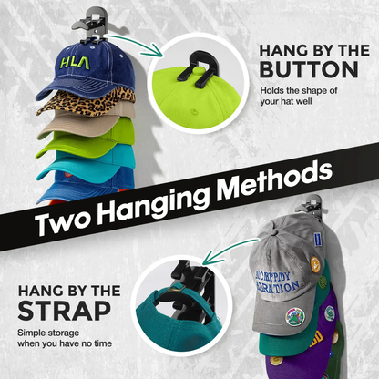 Wall-Mounted Hat Rack for Baseball Caps – Holds 10 Hats
