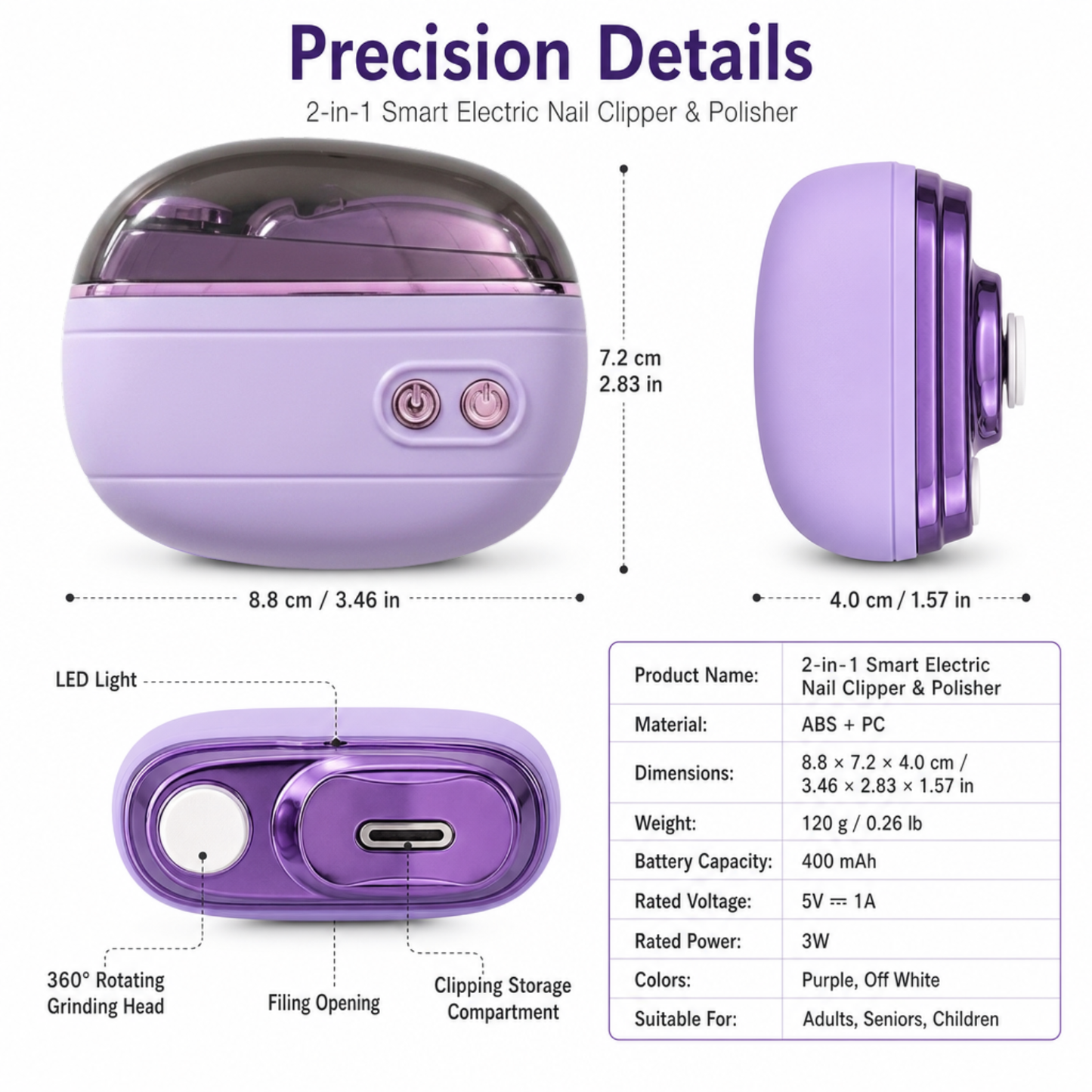 2-in-1 Smart Electric Nail Clipper & Polisher