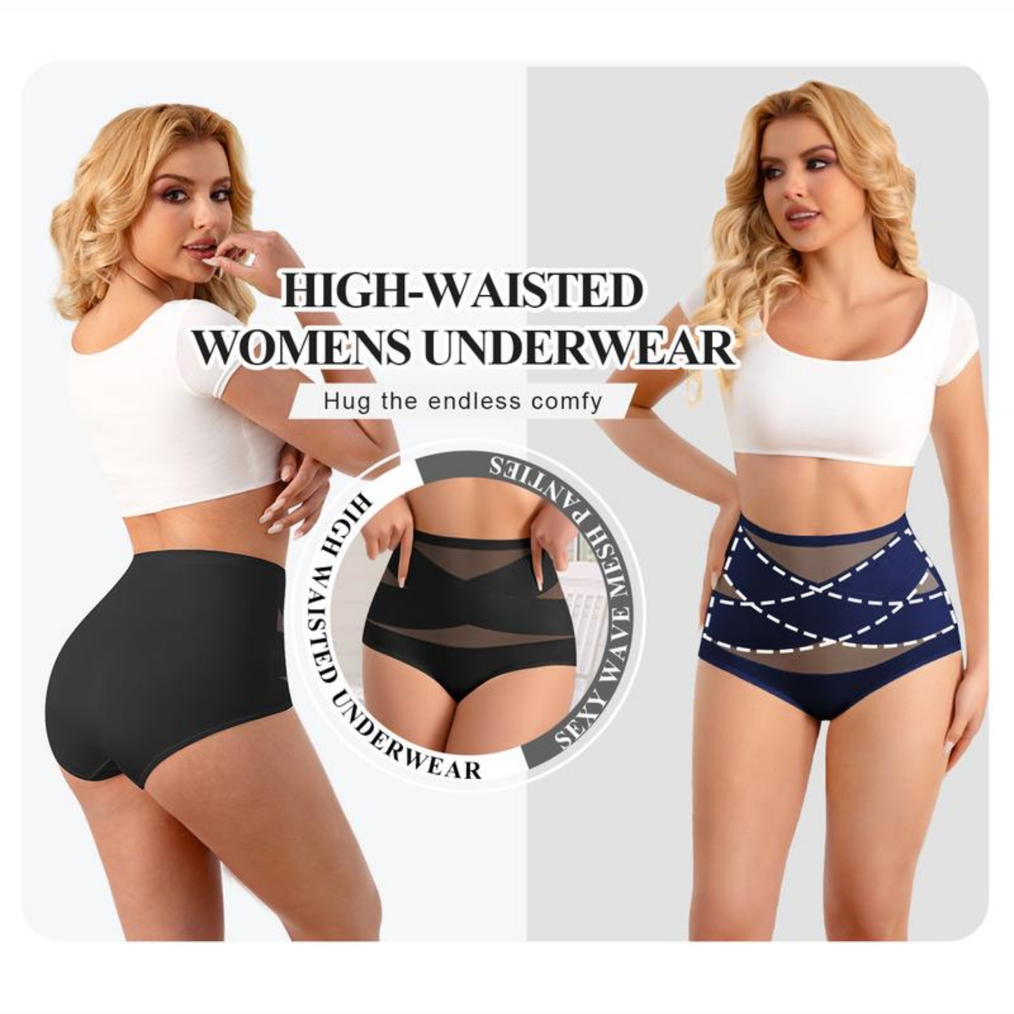 Plus-Size High-Waist Cross Tummy Control Panties