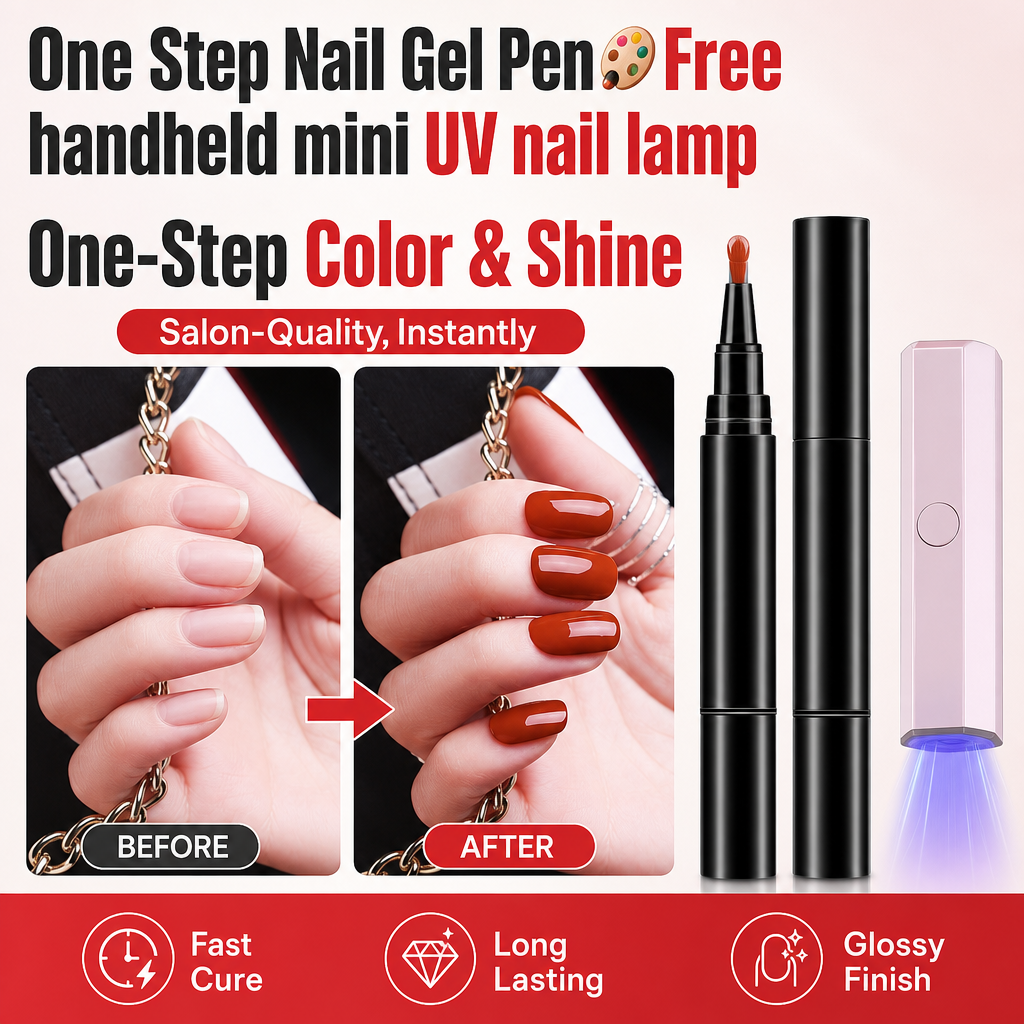 One Step Nail Gel Pen🎨Free handheld mini UV nail lamp