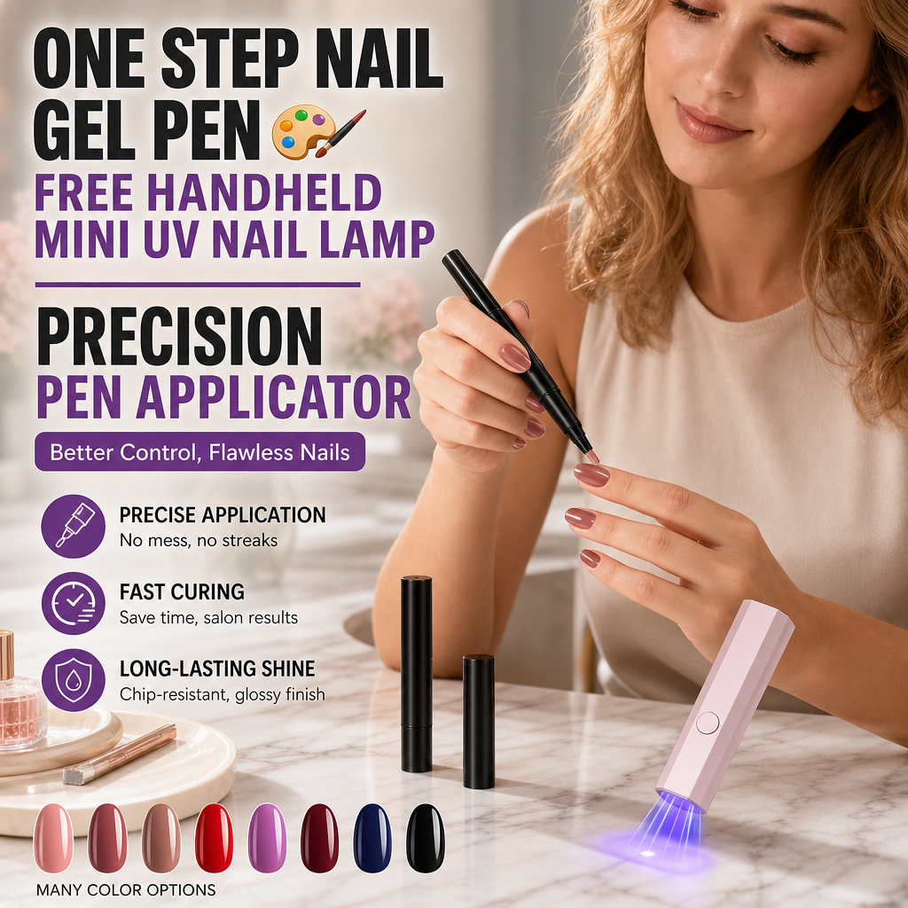 One Step Nail Gel Pen🎨Free handheld mini UV nail lamp