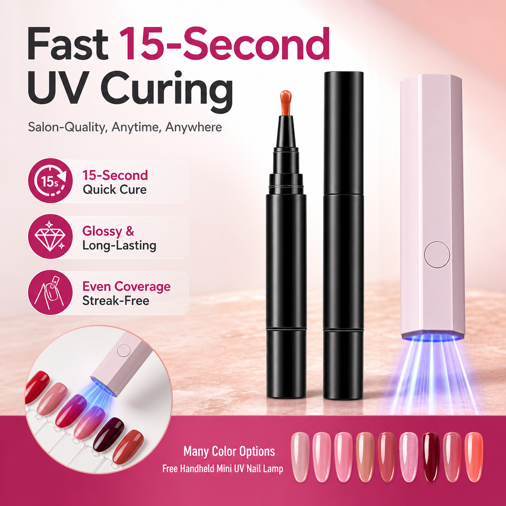 One Step Nail Gel Pen🎨Free handheld mini UV nail lamp