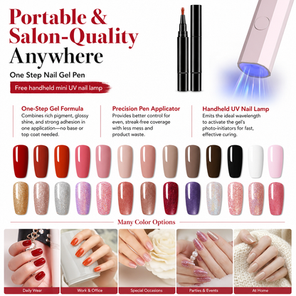 One Step Nail Gel Pen🎨Free handheld mini UV nail lamp