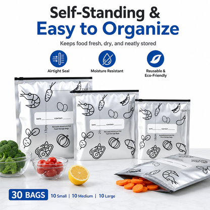Reusable Aluminum Foil Food Storage Bags