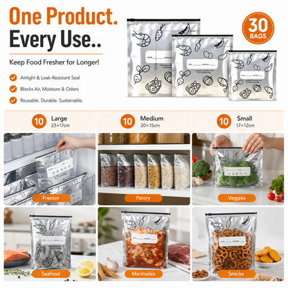 Reusable Aluminum Foil Food Storage Bags