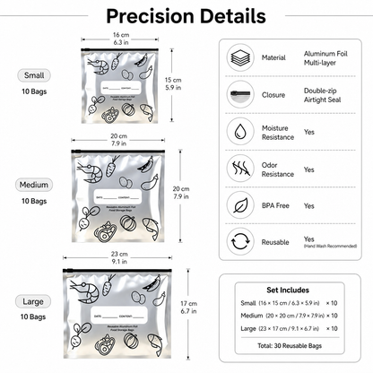 Reusable Aluminum Foil Food Storage Bags