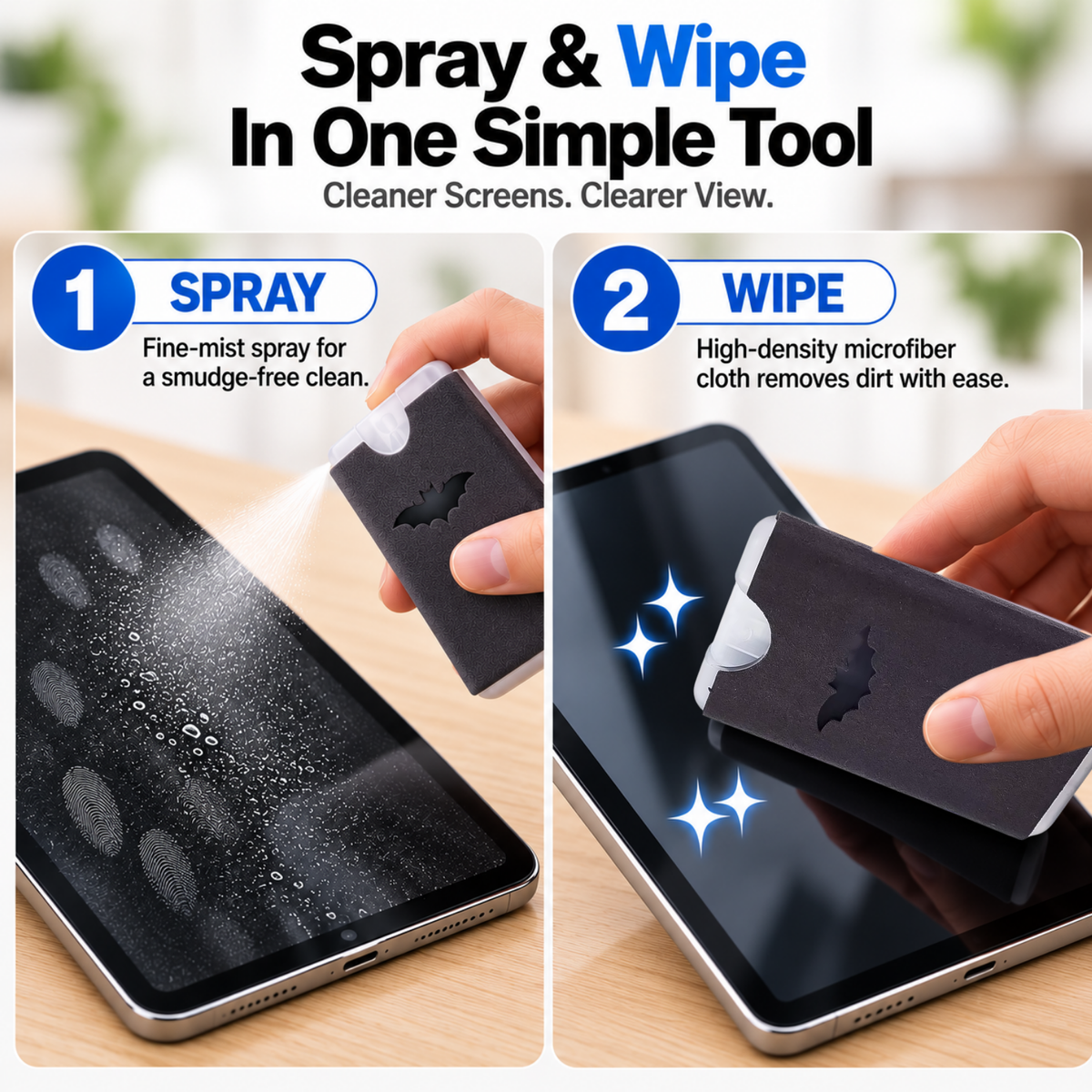 2-in-1 Microfiber Screen Cleaner Spray