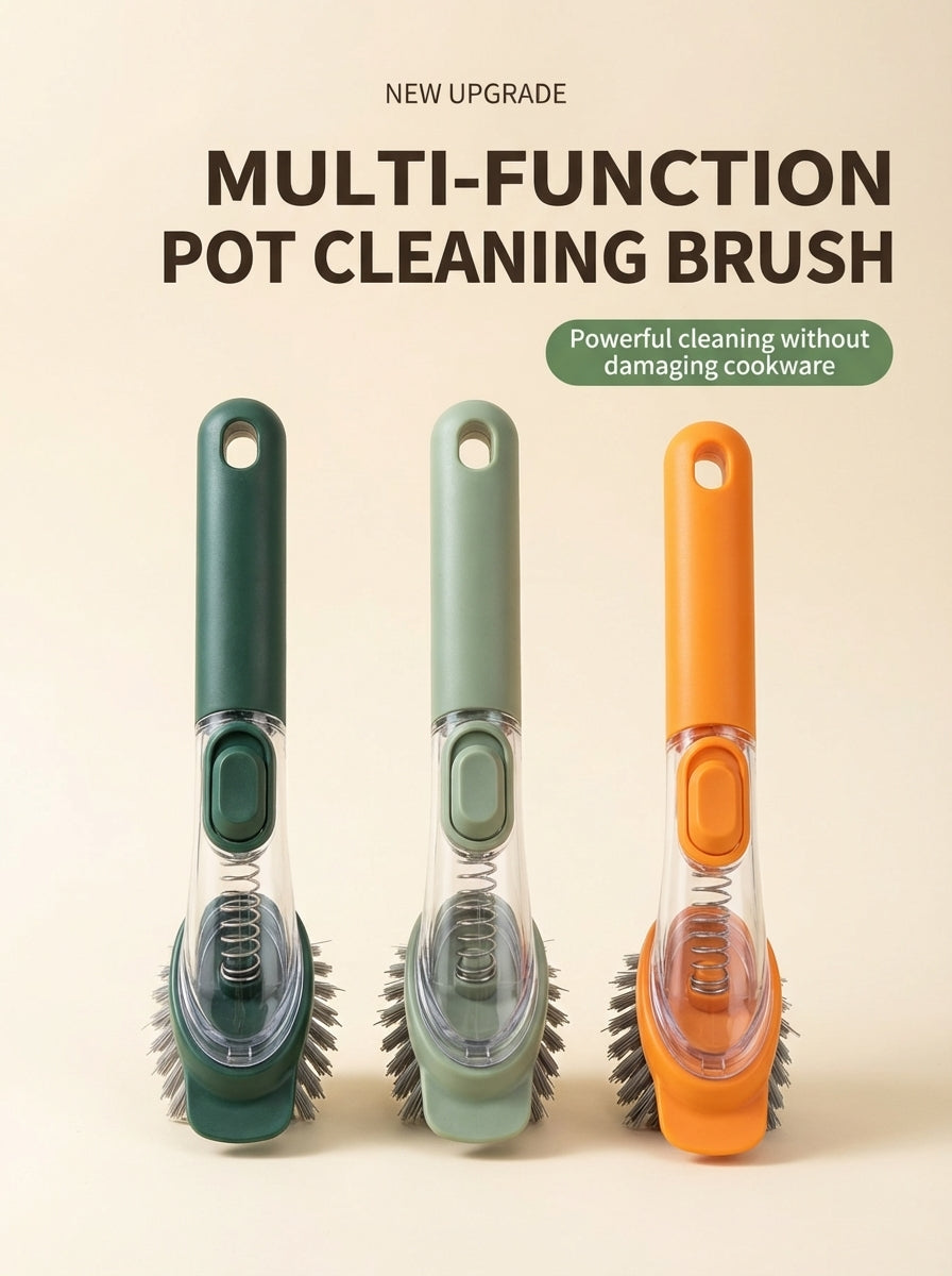 Long-Handle Soap-Dispensing Kitchen Scrub Brush