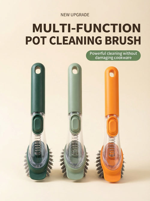 Long-Handle Soap-Dispensing Kitchen Scrub Brush