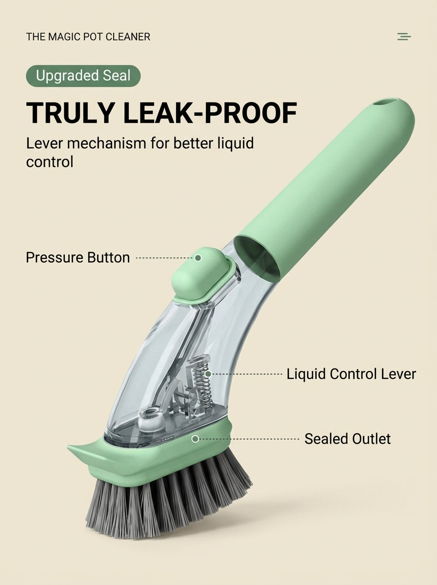 Long-Handle Soap-Dispensing Kitchen Scrub Brush