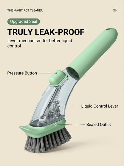 Long-Handle Soap-Dispensing Kitchen Scrub Brush