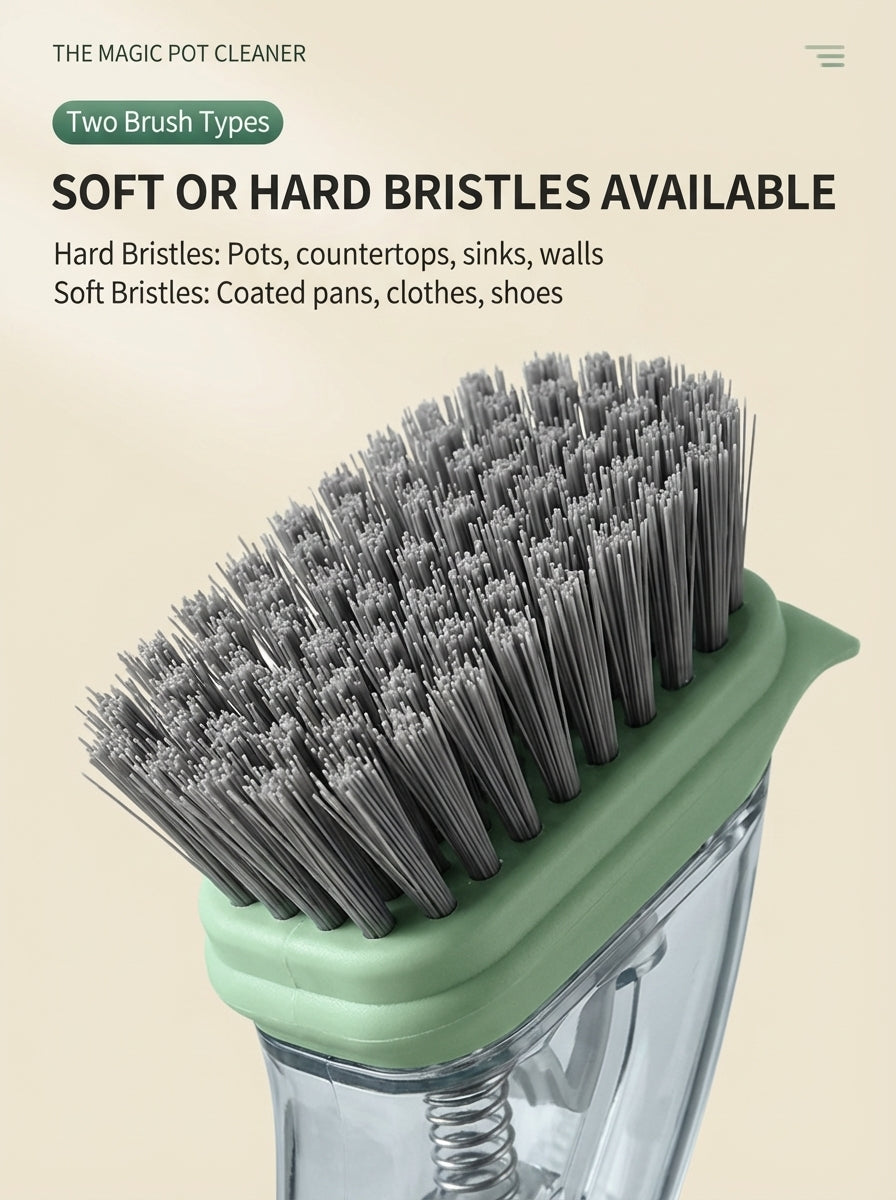 Long-Handle Soap-Dispensing Kitchen Scrub Brush