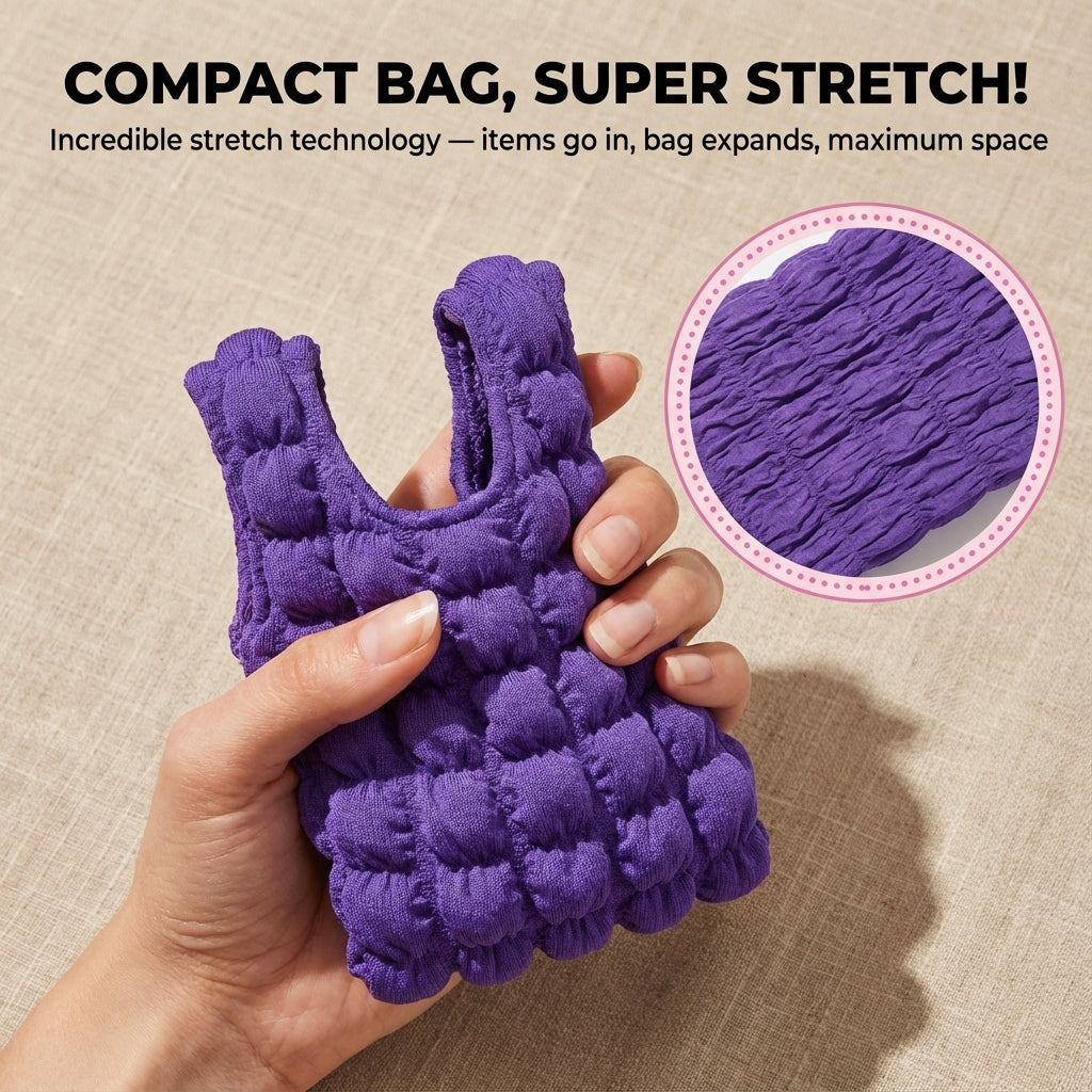 Premium Stretchable Pleated Reusable Eco-Friendly Tote Shopping Bag