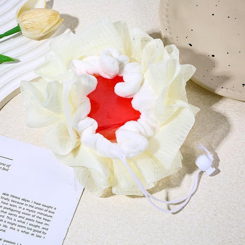 2 Pack 2-in-1 Bath Loofah & Shower Ball with Soap Pouch & Drawstring