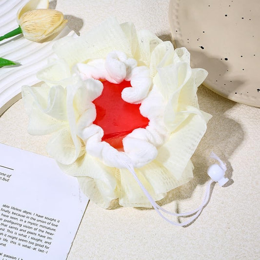 2 Pack 2-in-1 Bath Loofah & Shower Ball with Soap Pouch & Drawstring