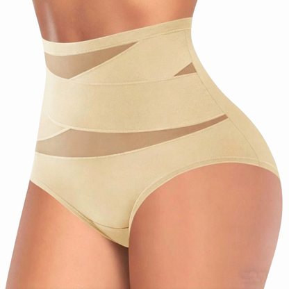 Plus-Size High-Waist Cross Tummy Control Panties