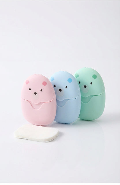 Portable Soap Sheets in Cute Bear Case PRO