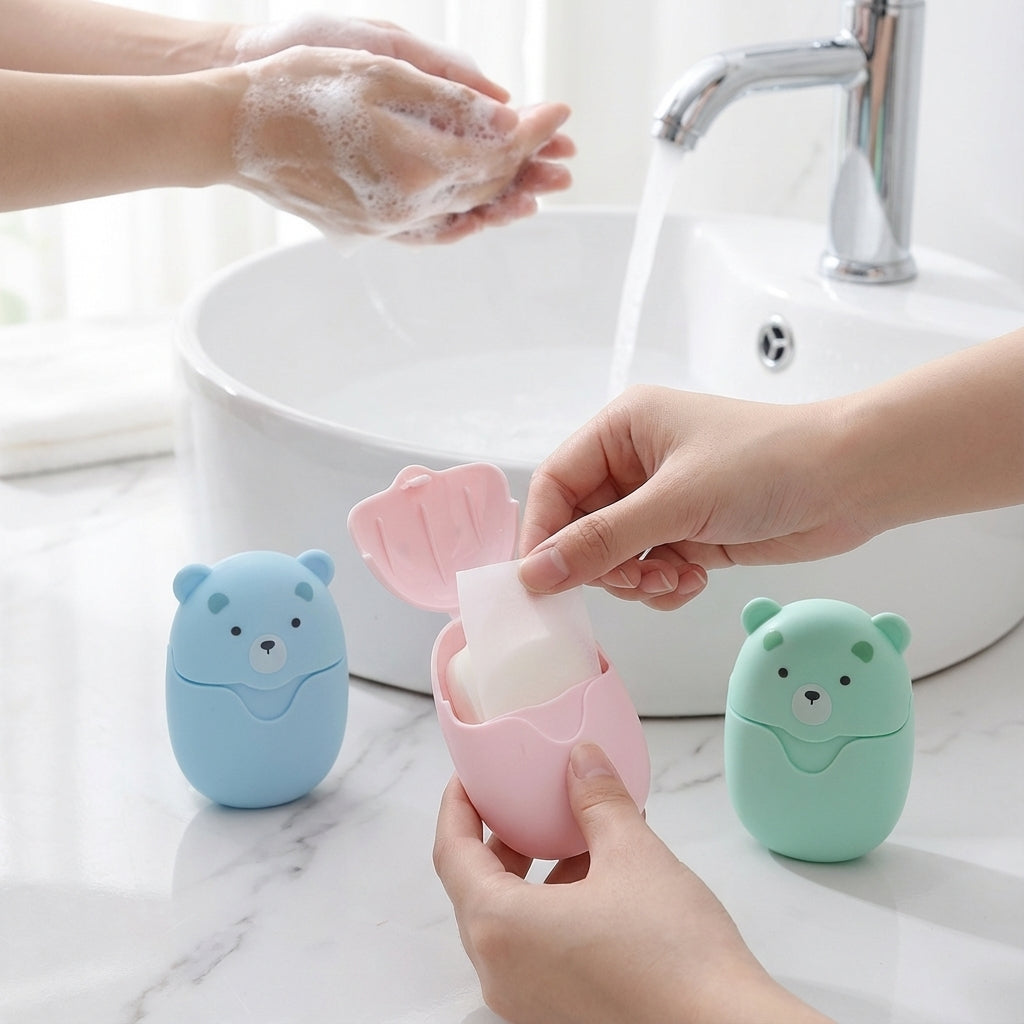 Portable Soap Sheets in Cute Bear Case PRO