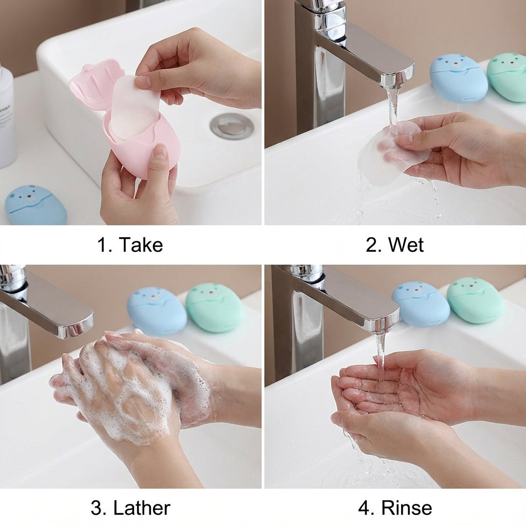 Portable Soap Sheets in Cute Bear Case PRO
