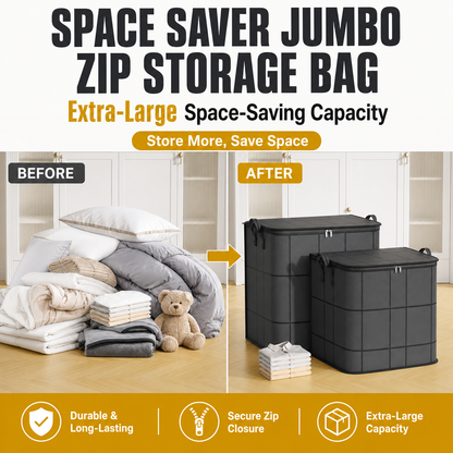Space Saver Jumbo Zip Storage Bag - Fits 3x More in Half the Space