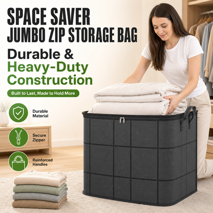 Space Saver Jumbo Zip Storage Bag - Fits 3x More in Half the Space