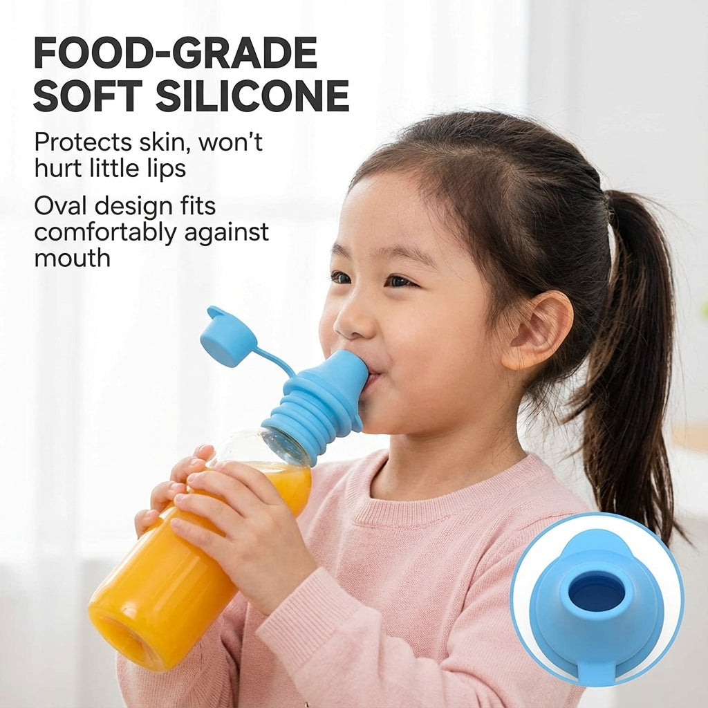 Universal Silicone Spout Adapter for Kids — Turn Any Bottle into a Sippy Cup