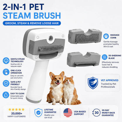 Pet Steam Brush for Dogs & Cats