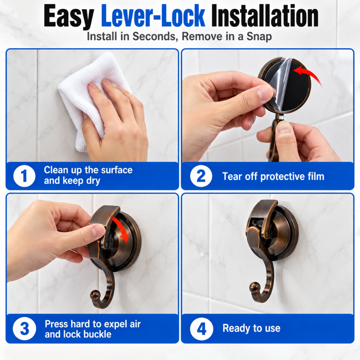 Heavy Duty Vacuum Shower Hooks