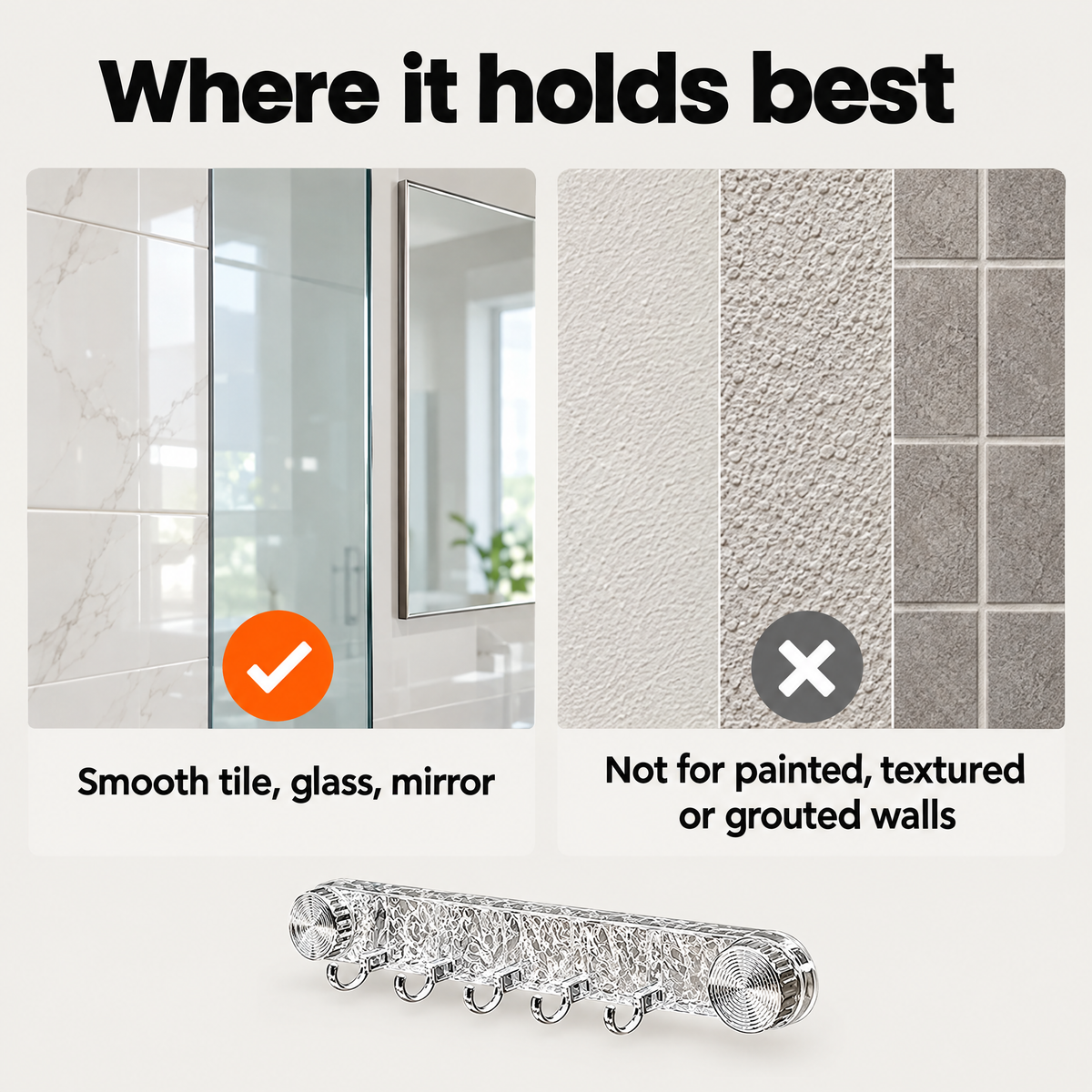 Vacuum Mount Hook Rack