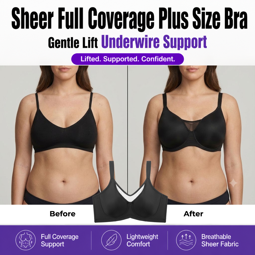 Sheer Full Coverage Plus Size Bra