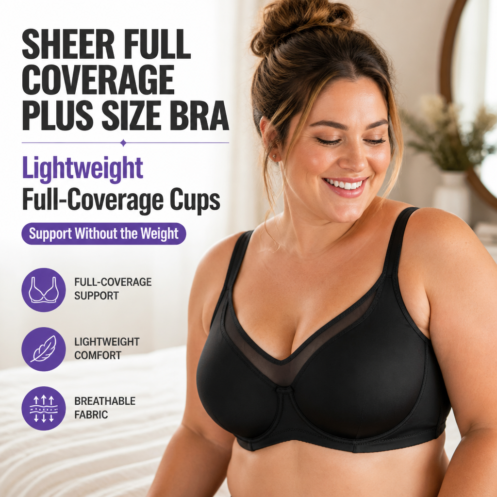 Sheer Full Coverage Plus Size Bra