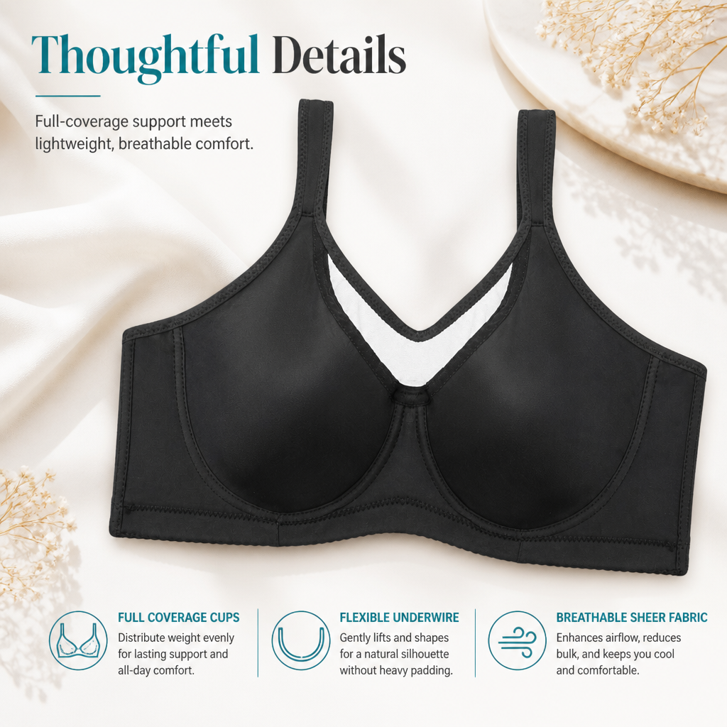 Sheer Full Coverage Plus Size Bra