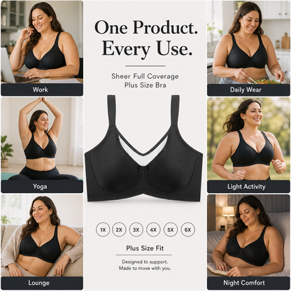 Sheer Full Coverage Plus Size Bra